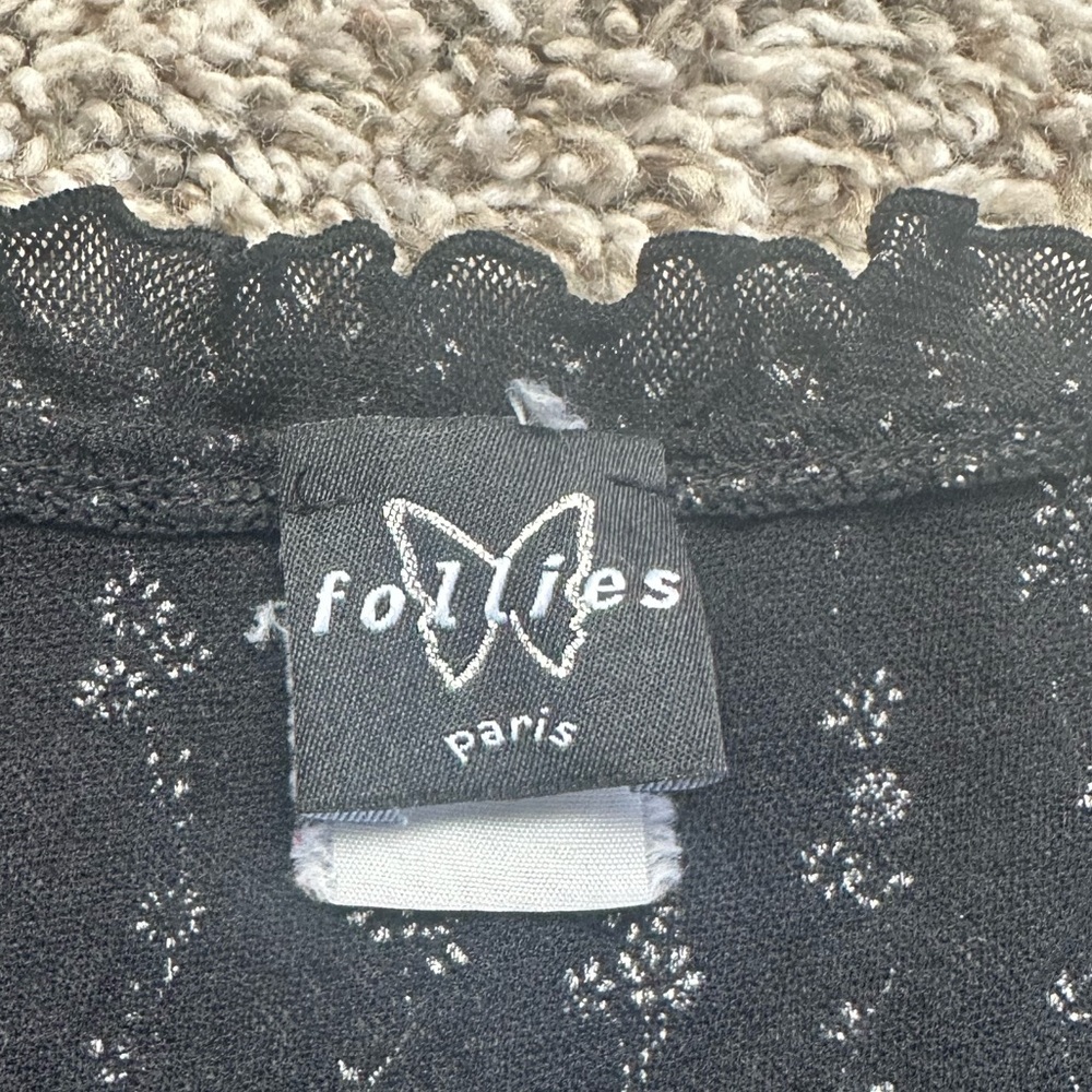 Y2K Black and White Floral Crop Top - Picture 3 of 6